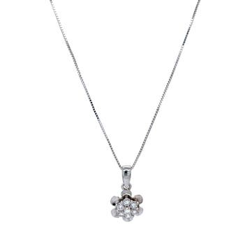 Witgouden collier met entourage hanger 14 karaat, Sieraden, Tassen en Uiterlijk, Kettingen, Verzenden, Zo goed als nieuw, Goud