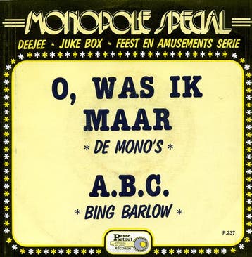 vinyl single 7 inch - De Monos - Bing Barlow â O, Was.., Verzenden, Zo goed als nieuw, 7 inch, Nederlandstalig