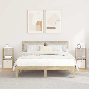 vidaXL Nachtkastje 2 st Sonoma Eiken 30,5 x 27 x 59,5 cm, Minder dan 45 cm, Verzenden, Nieuw, 55 tot 70 cm