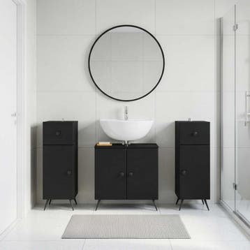 vidaXL 3-delige badkamerkast set BREDA 3 st Zwart 30 x 31 x, Verzenden, Nieuw