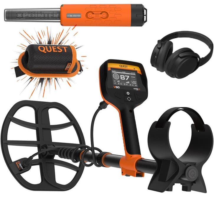 Quest V60 metaaldetector + XPointer MAX met magic holster, Hobby en Vrije tijd, Metaaldetectors, Discriminatie metaaldetectie