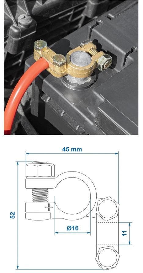 Accupoolklem (+), Auto-onderdelen, Accu's en Toebehoren, ARN erkend, Erkend duurzaam, Nieuw, Alfa Romeo, Amerikaanse onderdelen