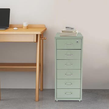 Stalen Archiefkast met Wielen en Slot - 5 Lades - 28x41x69cm, Huis en Inrichting, Verzenden, Nieuw