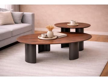 Veiling -  Salontafels set Organisch- Walnoot - Notenhout -, Nieuw
