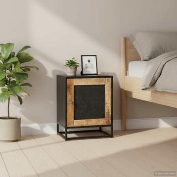 vidaXL Nachtkastje 40x30x50 cm ruw mangohout, Huis en Inrichting, Minder dan 45 cm, Verzenden, Nieuw, Minder dan 55 cm