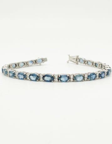 Armband - 18 karaat Witgoud Saffier - Diamant, Sieraden, Tassen en Uiterlijk, Nieuw