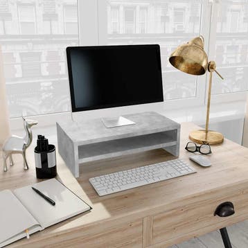 vidaXL Monitorstandaard 42x24x13 cm bewerkt hout betongrijs, Minder dan 50 cm, Verzenden, Nieuw, Minder dan 25 cm