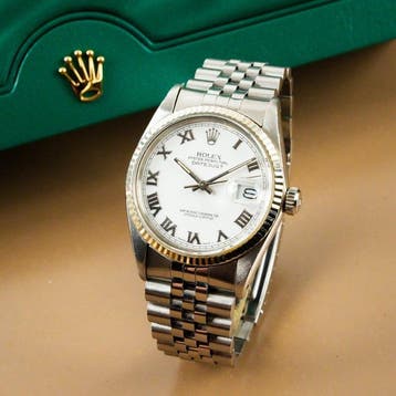 Rolex - Datejust 36 18k White Gold Fluted Bezel White Roman, Sieraden, Tassen en Uiterlijk, Nieuw