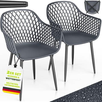 Tuinstoelen - Weerbestendig - Met armleuning - Set van 2 - G, Tuin en Terras, Verzenden, Zo goed als nieuw