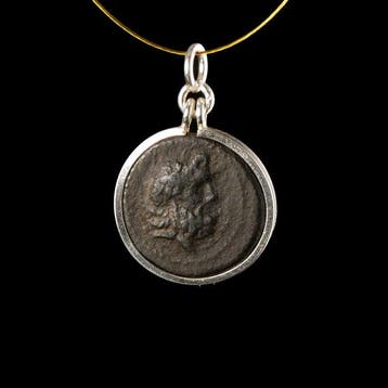 Oud-Grieks Coin pendant, oude Griekse munt Zeus en de