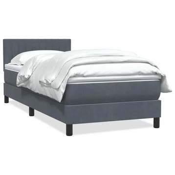 vidaXL Boxspring met matras fluweel donkergrijs 80x220 cm, Eenpersoons, Verzenden, Nieuw, Stof