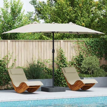 vidaXL Tuinparasol Zand 385 x 209 x 244 cm Polyester en, Verzenden, Nieuw, 2 tot 3 meter