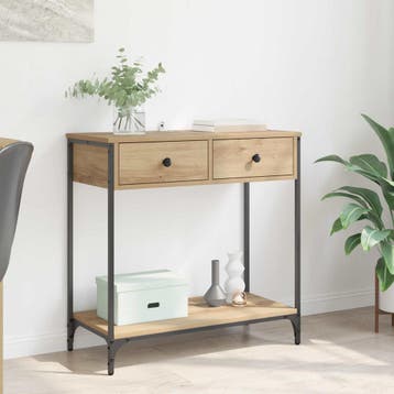 vidaXL Wandtafel Artisan Eiken 75 x 34,5 x 75 cm Bewerkt, Minder dan 45 cm, Verzenden, Nieuw, 70 cm of meer
