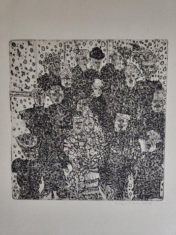 Margit Elmenhorst (1940) - Gruppenbild mit Masken