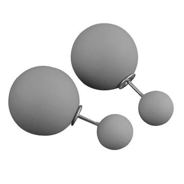 Fako Bijoux - Oorbellen - Double Dots - Parel - Mat Grijs, Verzenden, Nieuw