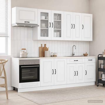 vidaXL Keukenblok KALMAR 8 st Wit Bewerkt hout, Verzenden, Nieuw, Wit