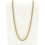 Gouden vierkante koningsketting met diamant; 0,48 ct., Sieraden, Tassen en Uiterlijk, Kettingen, Gebruikt, Overige kleuren, Ophalen of Verzenden