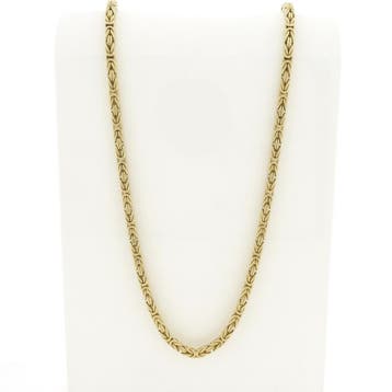 Gouden vierkante koningsketting met diamant; 0,48 ct., Sieraden, Tassen en Uiterlijk, Kettingen, Gebruikt, Ophalen of Verzenden