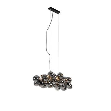 Smart hanglamp zwart met smoke glas 8-lichts incl. Zigbee, Verzenden, Nieuw, Glas, Design