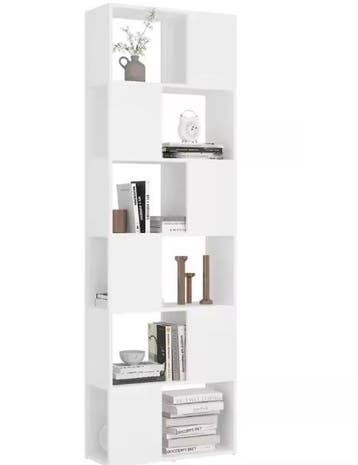 Witte Boekenkast Kamerverdeler – Open Opbergrek 6 Compartime, Verzenden, Nieuw