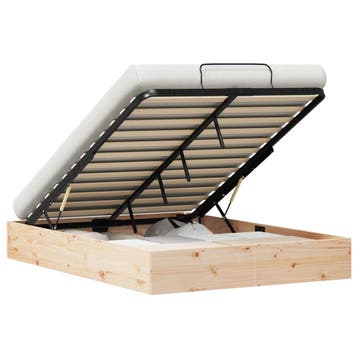 vidaXL Ottoman Bedframe met Opslag Naturel 135 x 190 cm, Bruin, Verzenden, Nieuw, Twijfelaar