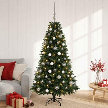 vidaXL Kunstkerstboom met kerstbal 150 cm 150 LEDs Warmwit, Verzenden, Nieuw