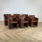 Complete set 6 stuks Design PS148-fauteuil, Centro Progetti, Gebruikt, Bruin, Leer, Ophalen of Verzenden