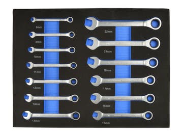 Foam Inlay Steekringratelsleutel Set 13 Delig - 8 Tot 22 Mm, Ophalen of Verzenden, Nieuw
