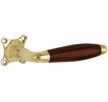 Deurklink op ongeveerd rozet Bonton bubinga messing ongelakt, Verzenden, Nieuw