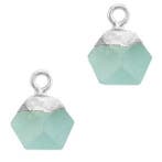1 x Natuursteen hangers hexagon Icy morn blue-silver Jade, Ophalen of Verzenden, Nieuw, Bedel