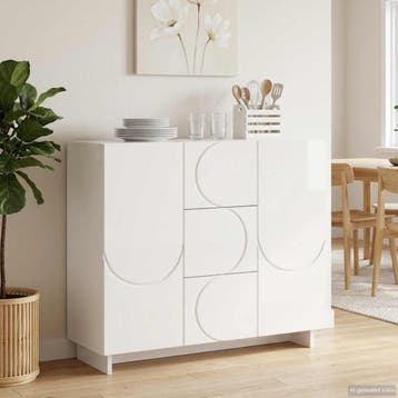 vidaXL Dressoir Hoogglans Wit 85,5 x 31 x 75 cm Bewerkt hout, Huis en Inrichting, Kasten | Dressoirs, Verzenden, Nieuw, 50 tot 100 cm
