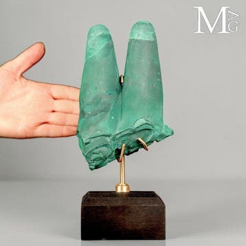 Dubbele stalactietmalachiet met een fluwelige glans Unieke