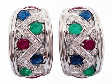 Oorbellen - 18 karaat Witgoud Diamant (Natuurlijk) -, Nieuw