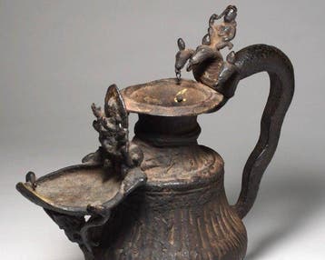 Olielamp - Koper - Sukunda Népal, Antiek en Kunst