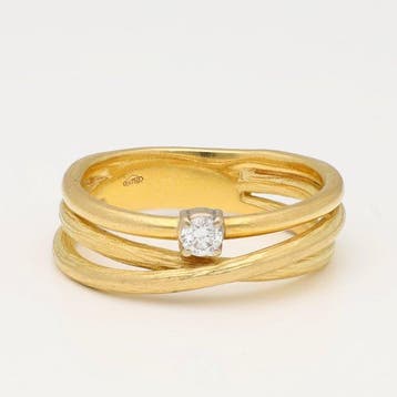 Ring - 18 karaat Geel goud - 0.10ct. tw. Diamant, Nieuw