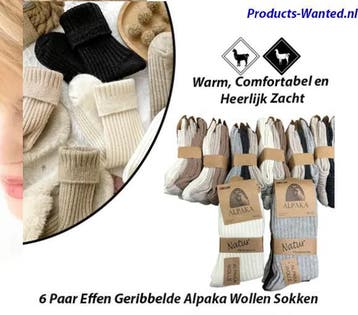 6 Paar Effen Geribbelde Alpaka Wollen Sokken – Warm, Comfort, Overige kleuren, Verzenden, Nieuw, Overige maten