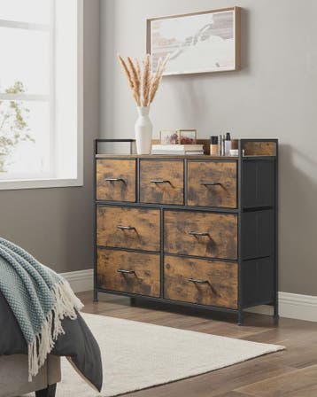 Industrieel Dressoir met 7 Lades en Metalen Frame - Rustiek, Huis en Inrichting, Kasten | Dressoirs, Verzenden, Nieuw
