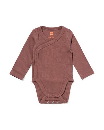 HEMA Baby meegroeiromper rib bruin, Verzenden, Nieuw