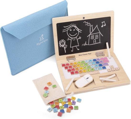 New Classic Toys® Houten Speelgoed Laptop - Mijn Eerste, Computers en Software, Laptoptassen, Nieuw, Ophalen of Verzenden