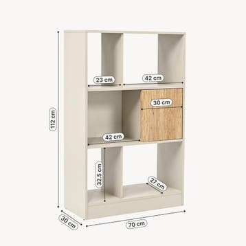 Boekenkast Karena 112x70x30 cm Crèmewit/Eikenlook [en.casa], Verzenden, Nieuw