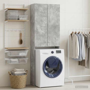 vidaXL Toiletkast DELFT Betongrijs 66 x 25,5 x 190 cm, Verzenden, Nieuw