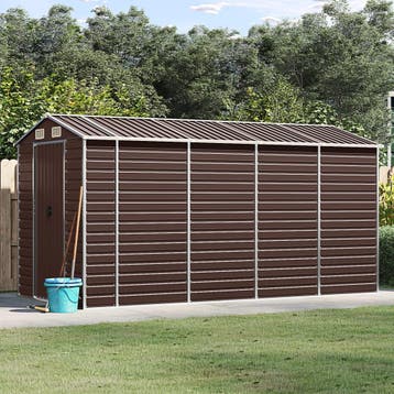 vidaXL Tuinhuis Bruin 191x385x198 cm Gegalvaniseerd Staal, Tuin en Terras, Verzenden, Nieuw