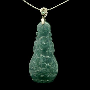 Jade - Natuurlijke jadeiet (Type A) — Pipa-vormige hanger
