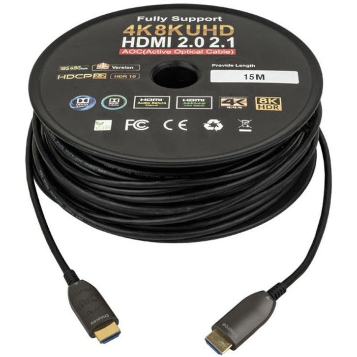 DAP HDMI 2.1 AOC 8K glasvezelkabel 15m, Audio, Tv en Foto, Audiokabels en Televisiekabels, Verzenden