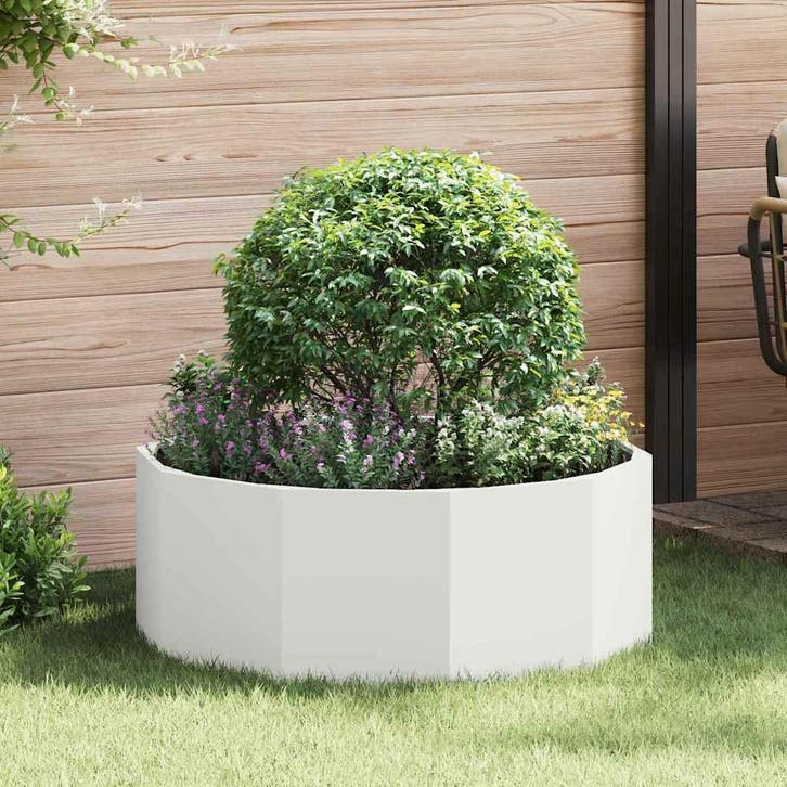 vidaXL Plantenbak Wit 90 x 90 x 35 cm Staal, Tuin en Terras, Bloembakken en Plantenbakken, 60 tot 100 cm, Nieuw, Metaal, 30 tot 60 cm