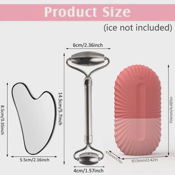 Gezichtsroller & Gua Sha Set: Luxe Roestvrij Staal & IJsroll, Verzenden, Nieuw