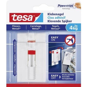 Klevende spijker | Tesa | 2 stuks | 4 kg, Doe-het-zelf en Verbouw, IJzerwaren en Bevestigingsmiddelen, Verzenden, Nieuw