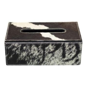 tissuebox koehuid zwart/wit 25x14x9cm, Verzenden, Nieuw