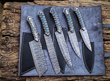 Kitchen/Chef Set ,Multipurpose Damascus hand forged Steel