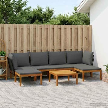 vidaXL 7 st Massief acaciahout & touw Naturel, Verzenden, Nieuw, 7 zitplaatsen